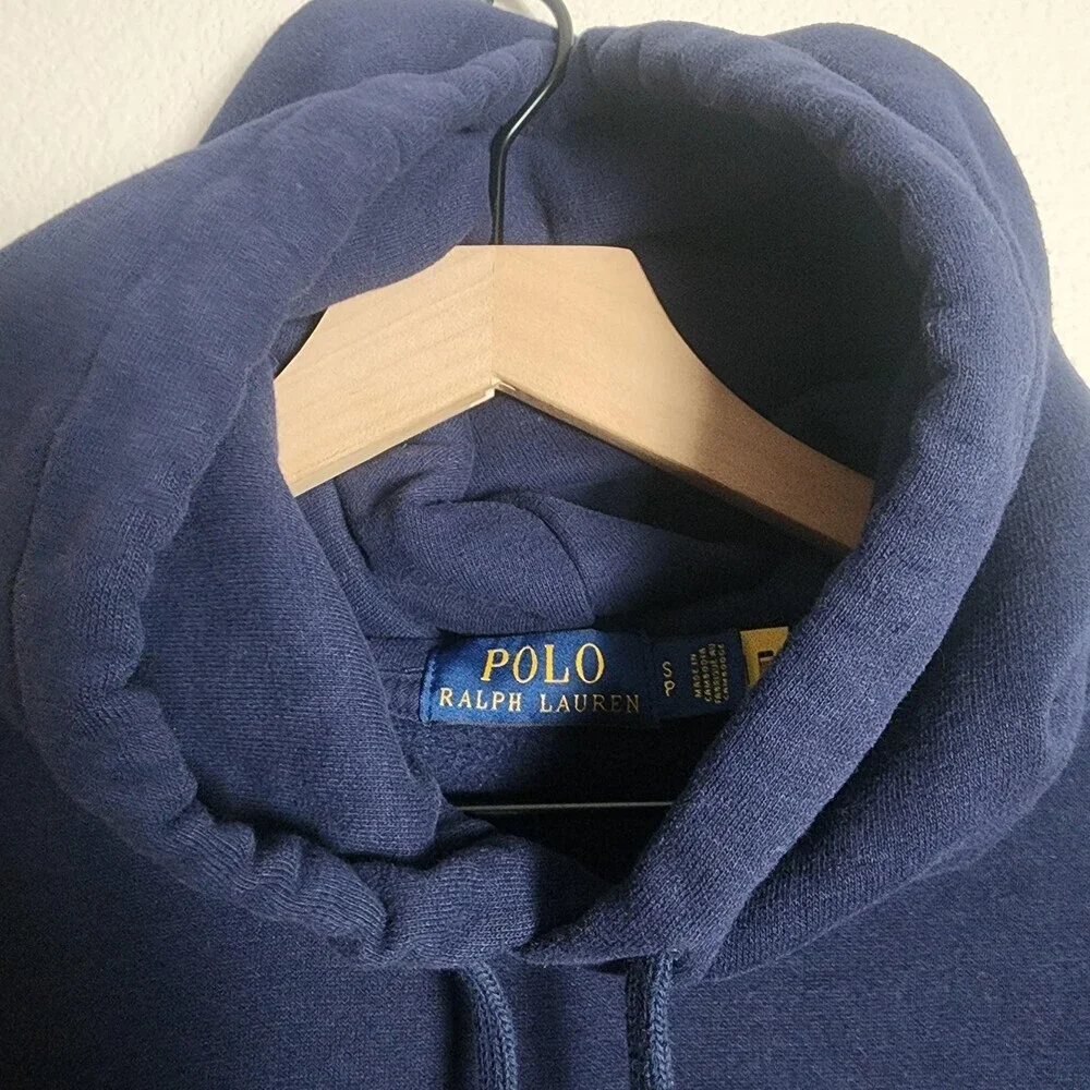 Polo Ralph Lauren Hoodie Mens Small Blue Pullover Polo Players Graphic 3 Sleeve